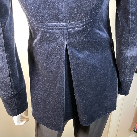 THEORY Blue VELVET Dedrick Adore Eclipse Womens SZ P Coat Jacket DOUBLE BREASTED - Picture 6 of 16